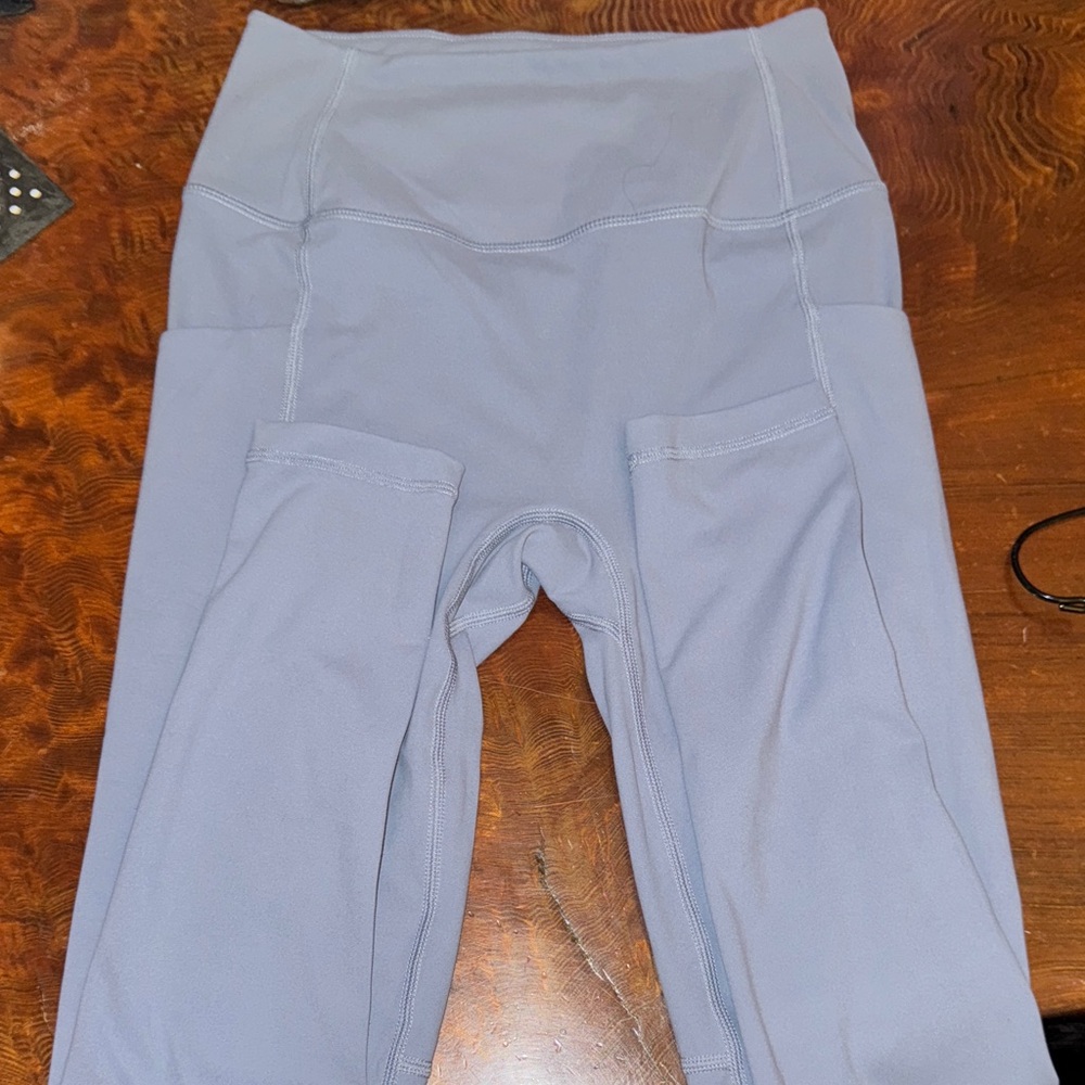 High-Waist Light Blue Gray Leggings